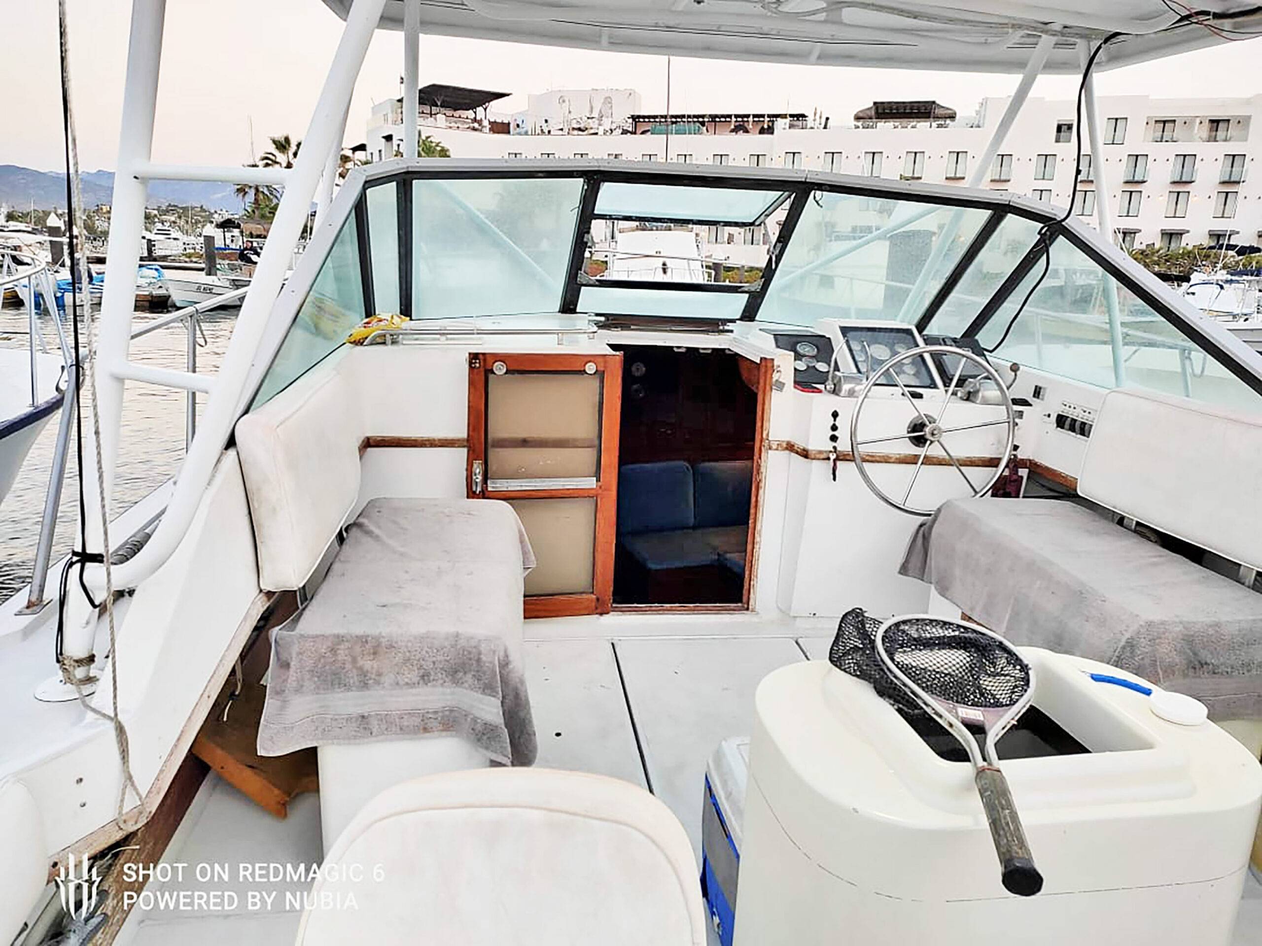 Helm and seating area aboard Kokopelli 35ft
