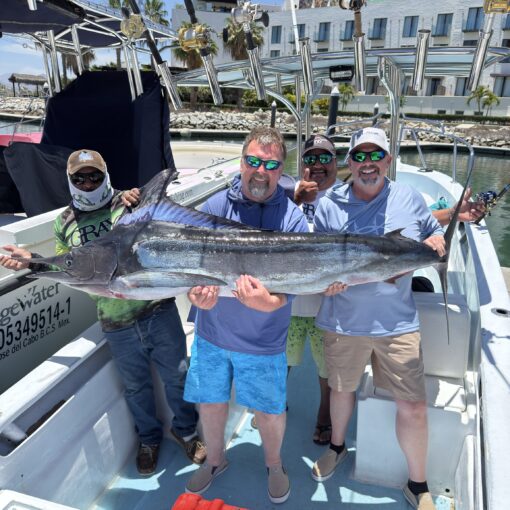 Happy anglers with striped marlin catch in San José del Cabo – Daliken Sportfishing charter