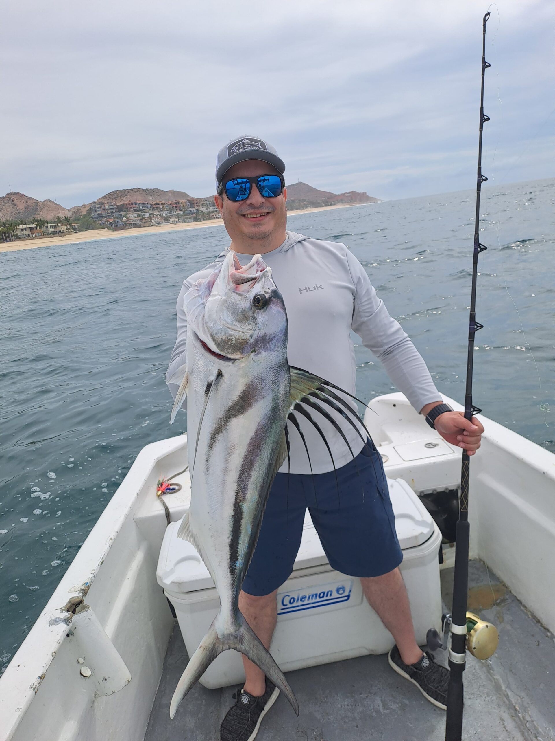 Roosterfish released near the beach in San Jose del Cabo fishing charter