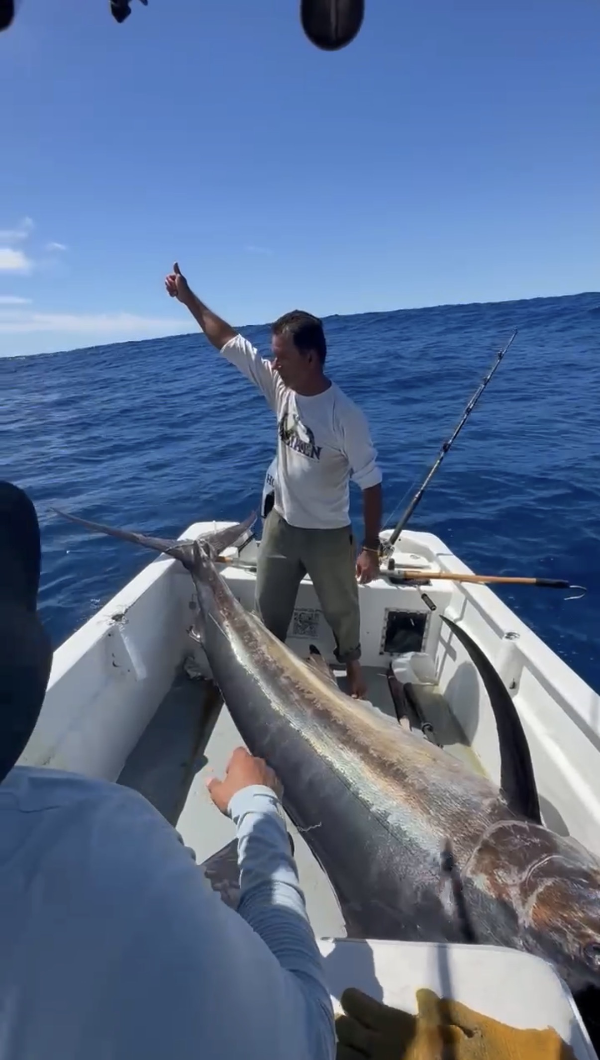 Captain Pancho with 390 lb Black Marlin aboard Super Panga
