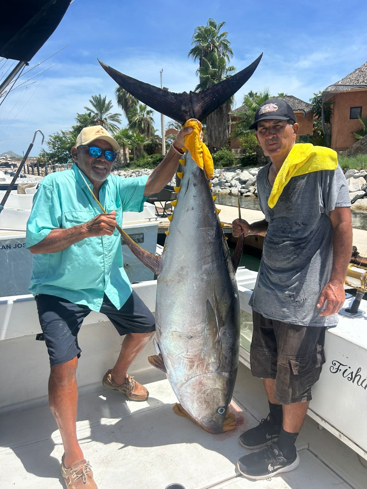 Daliken Sportfishing crew with 200 lb tuna – offshore fishing San José del Cabo