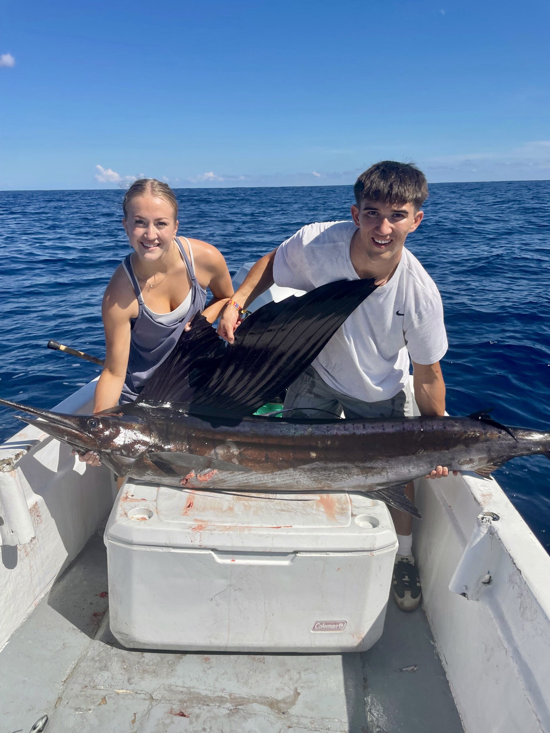 Sailfish released from 23ft panga of Daliken Sportfishing