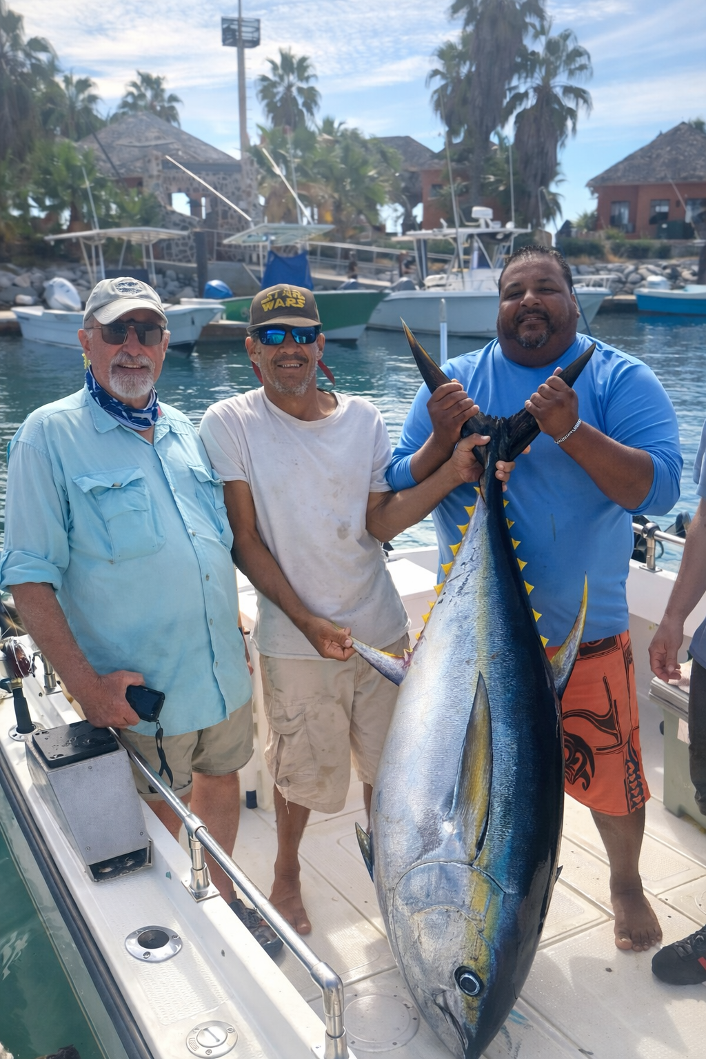 Big yellowfin tuna on deck from Gordo Banks fishing with Daliken Sportfishing in San José del Cabo